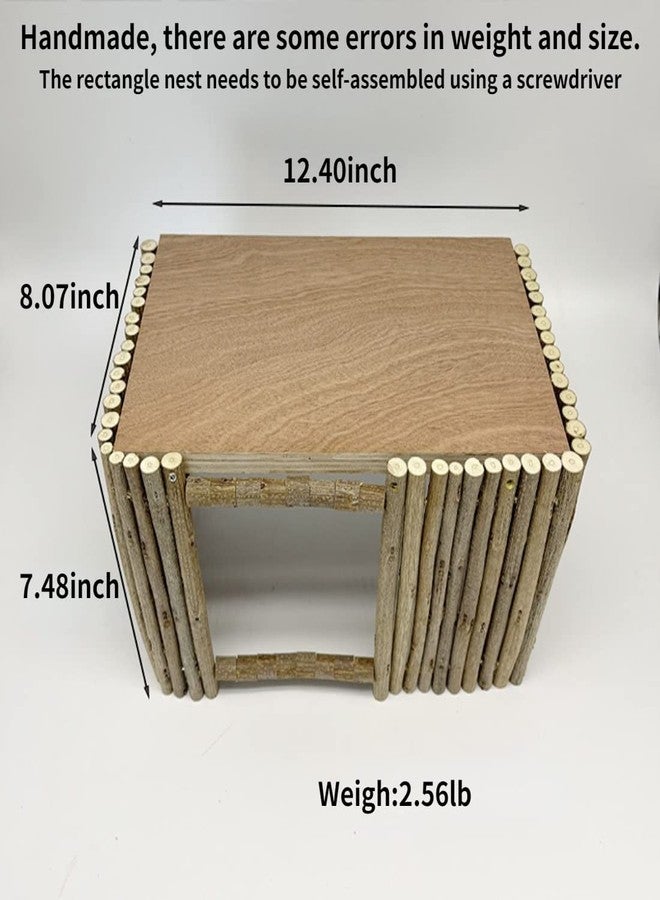 Barn Eleven Large Wooden Rabbit Nest Bunny House and Hideouts Small Animal Play Hideaway Hut for Indoor Adult Rabbit Guinea Pig Chinchilla Habitat (Rectangle) - Image 2